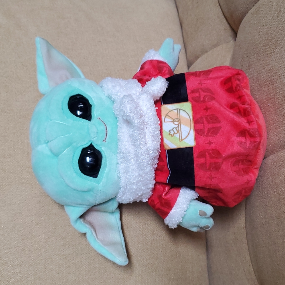 Star Wars Grogu stuffed figure Santa outfit
